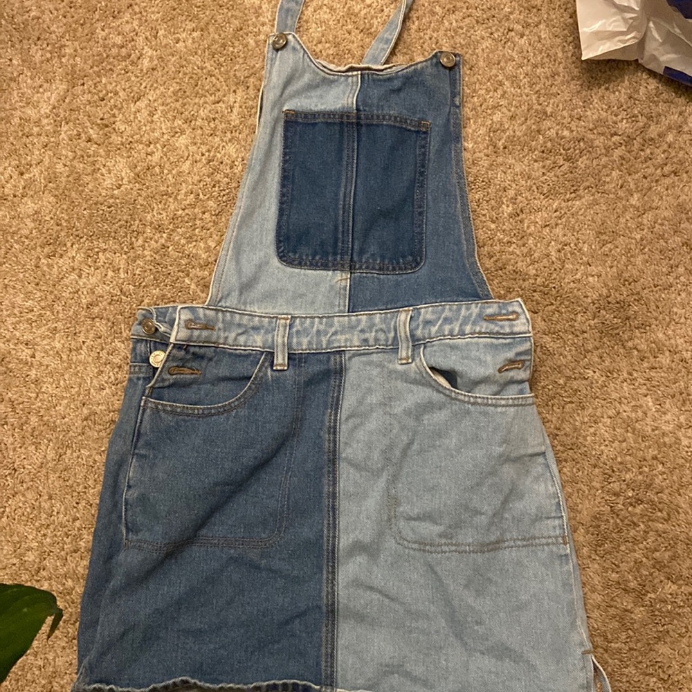 Denim color block pacsun skirt overall